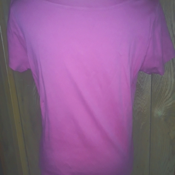 Womans Size Petite Large Midsleeved Blouse Round Neck Front Opening Pink Top - Picture 4 of 4